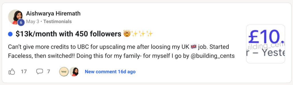 UBC Testimonial